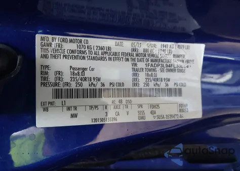 2015 Ford Focus St из США, поврежденный, VIN 1FADP3L94FL305541